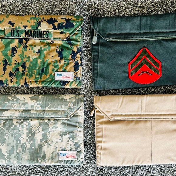 Other - Set of 4 Military Canvas Envelope Pouches for Electronic Dev - Camo, Olive,‎ Tan